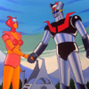 Cuadro: Mazinger Z y Afrodita A / Pintor: Juan Grande